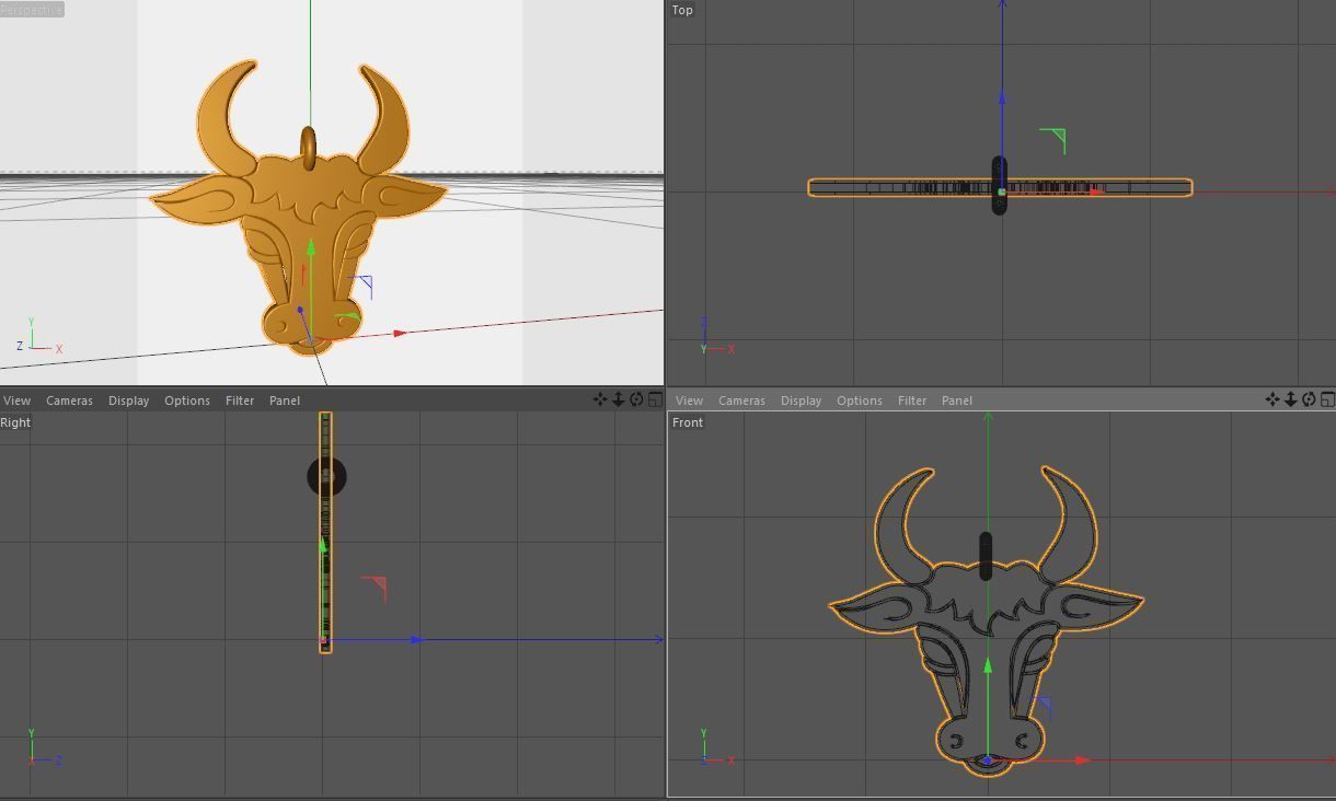 Bull Face Pendant 3D Printed Model 3D print model_3