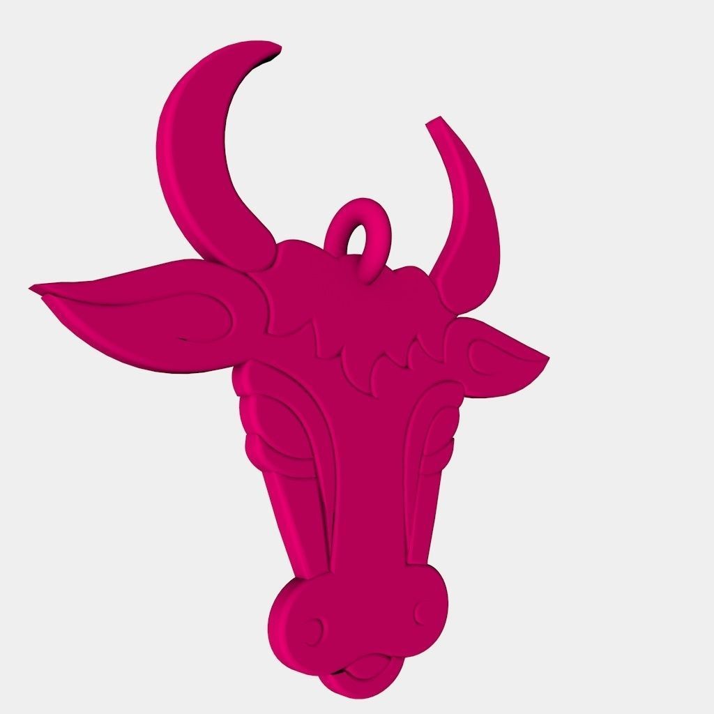 Bull Face Pendant 3D Printed Model 3D print model_6