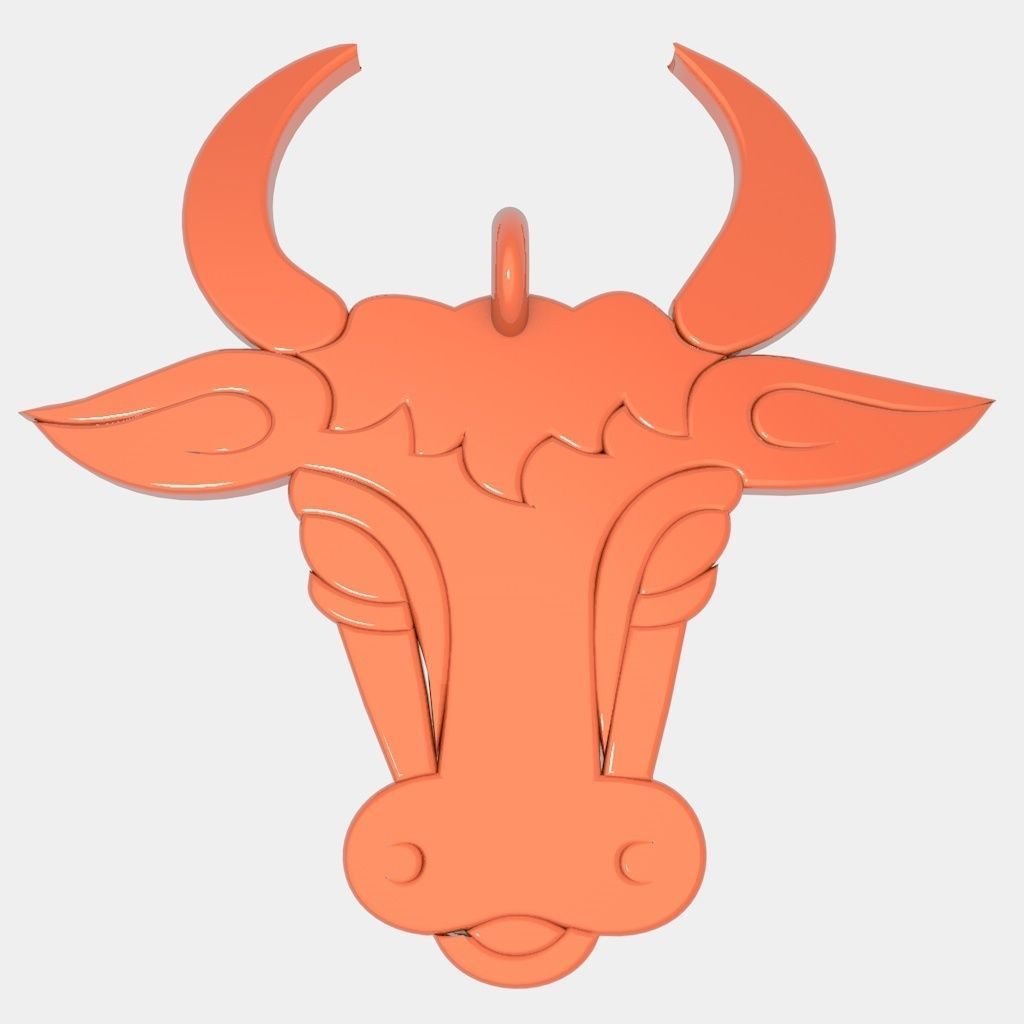 Bull Face Pendant 3D Printed Model 3D print model_5