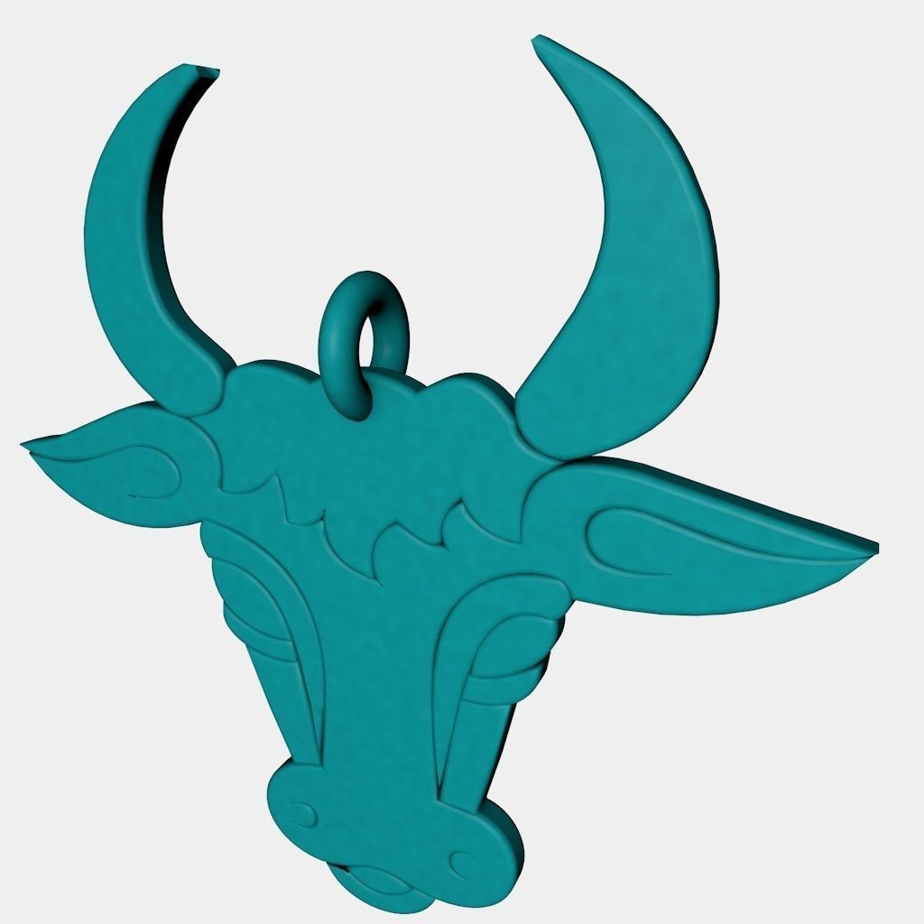 Bull Face Pendant 3D Printed Model 3D print model_4