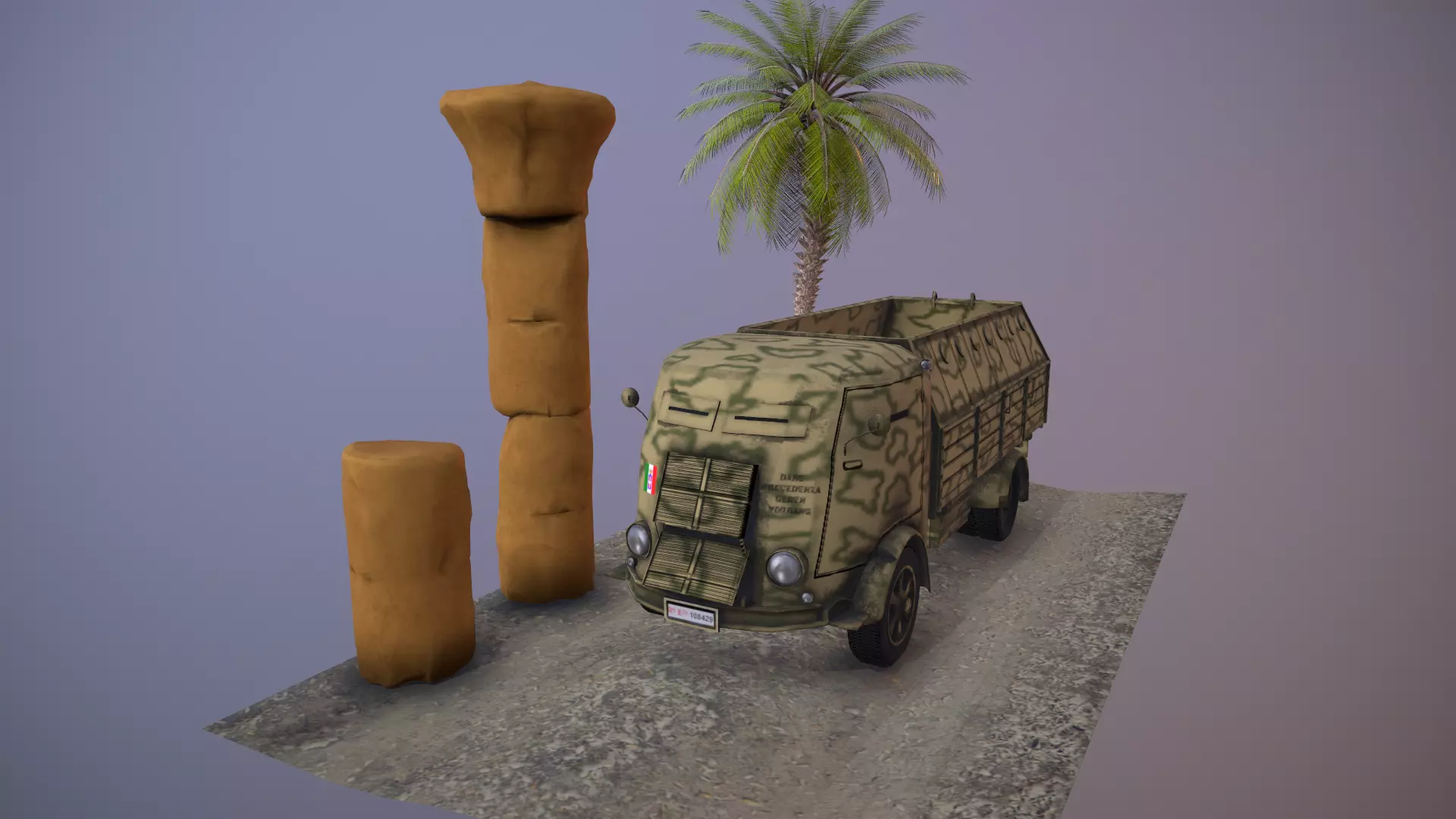 Armour Truck Fiat 665 Scudato Low-poly 3D model_0