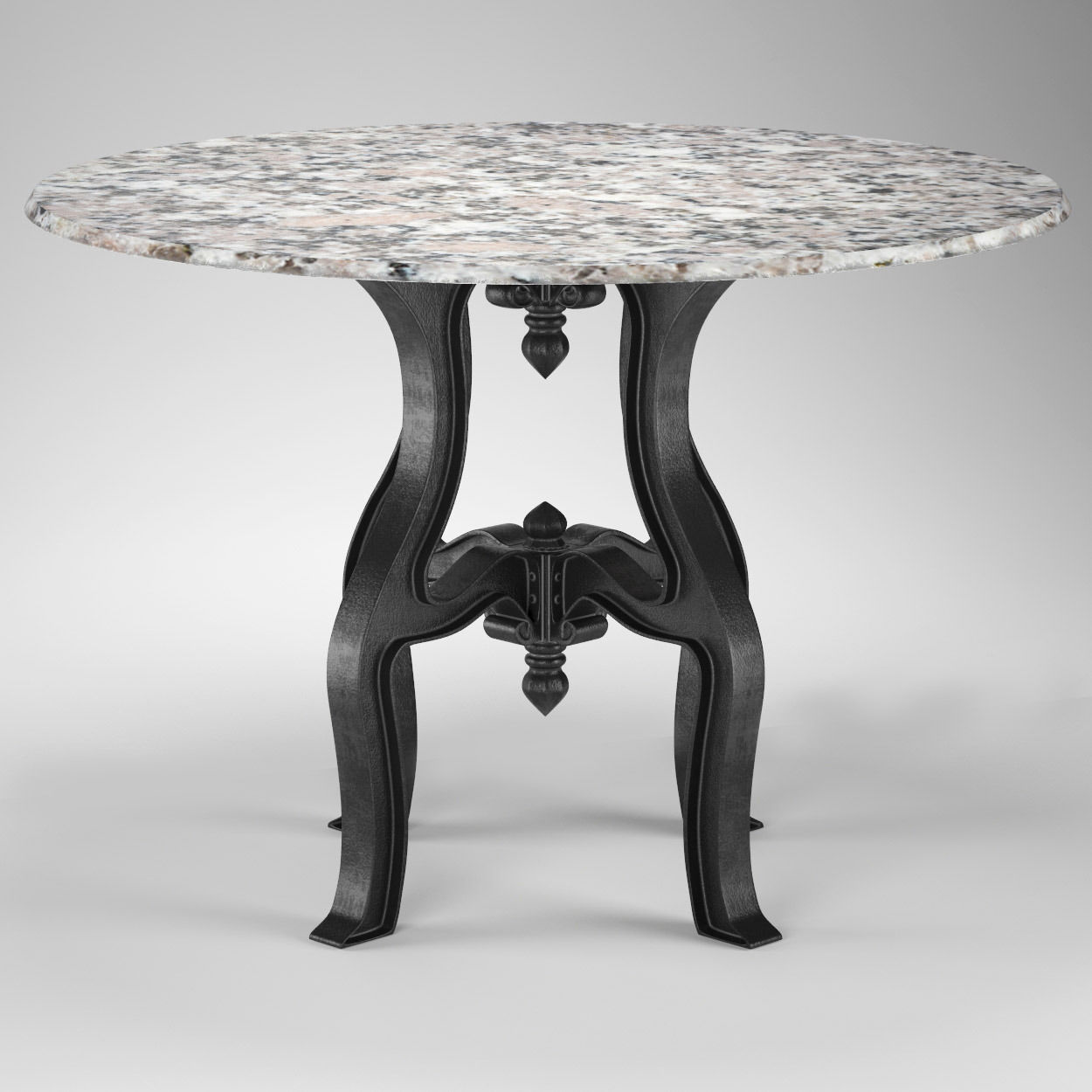 French Industrial White Marble Top Round Dining Table 48 3D model_2