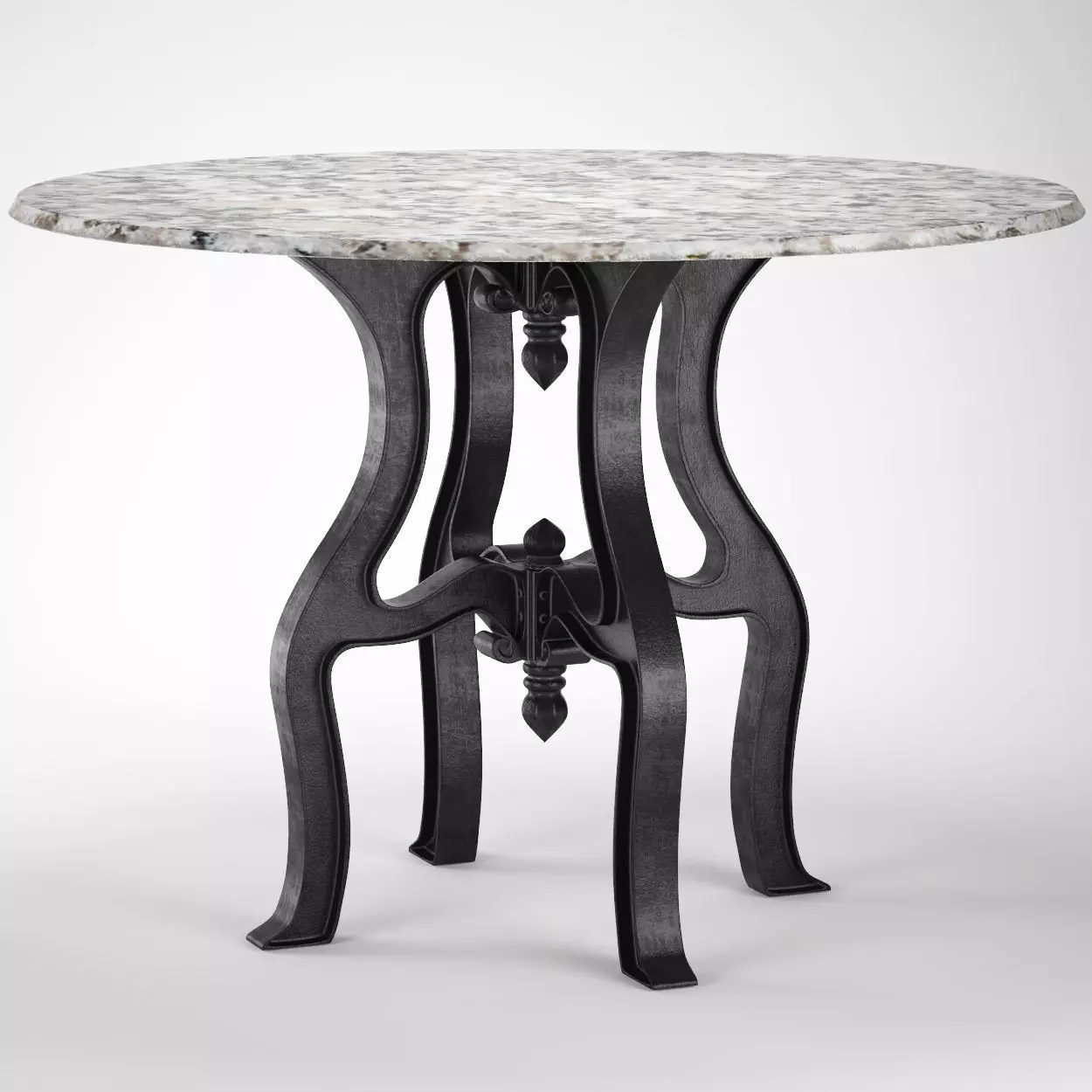 French Industrial White Marble Top Round Dining Table 48 3D model_0