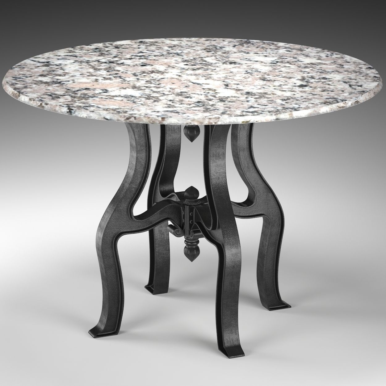 French Industrial White Marble Top Round Dining Table 48 3D model_3