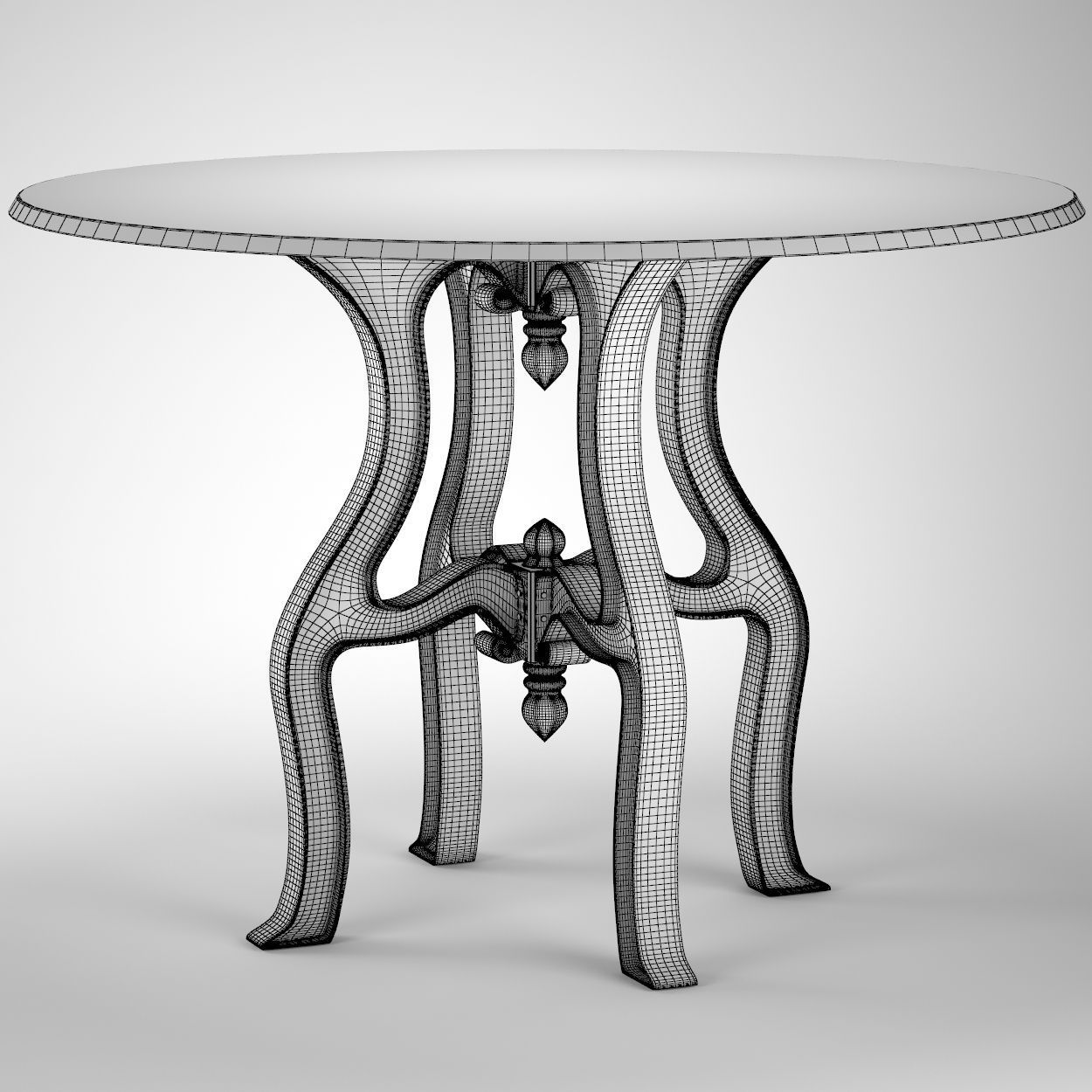 French Industrial White Marble Top Round Dining Table 48 3D model_4