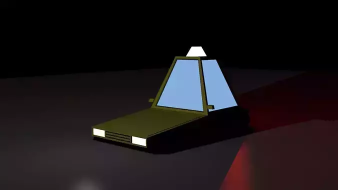 Car Low Poly with light on top Low-poly 3D model