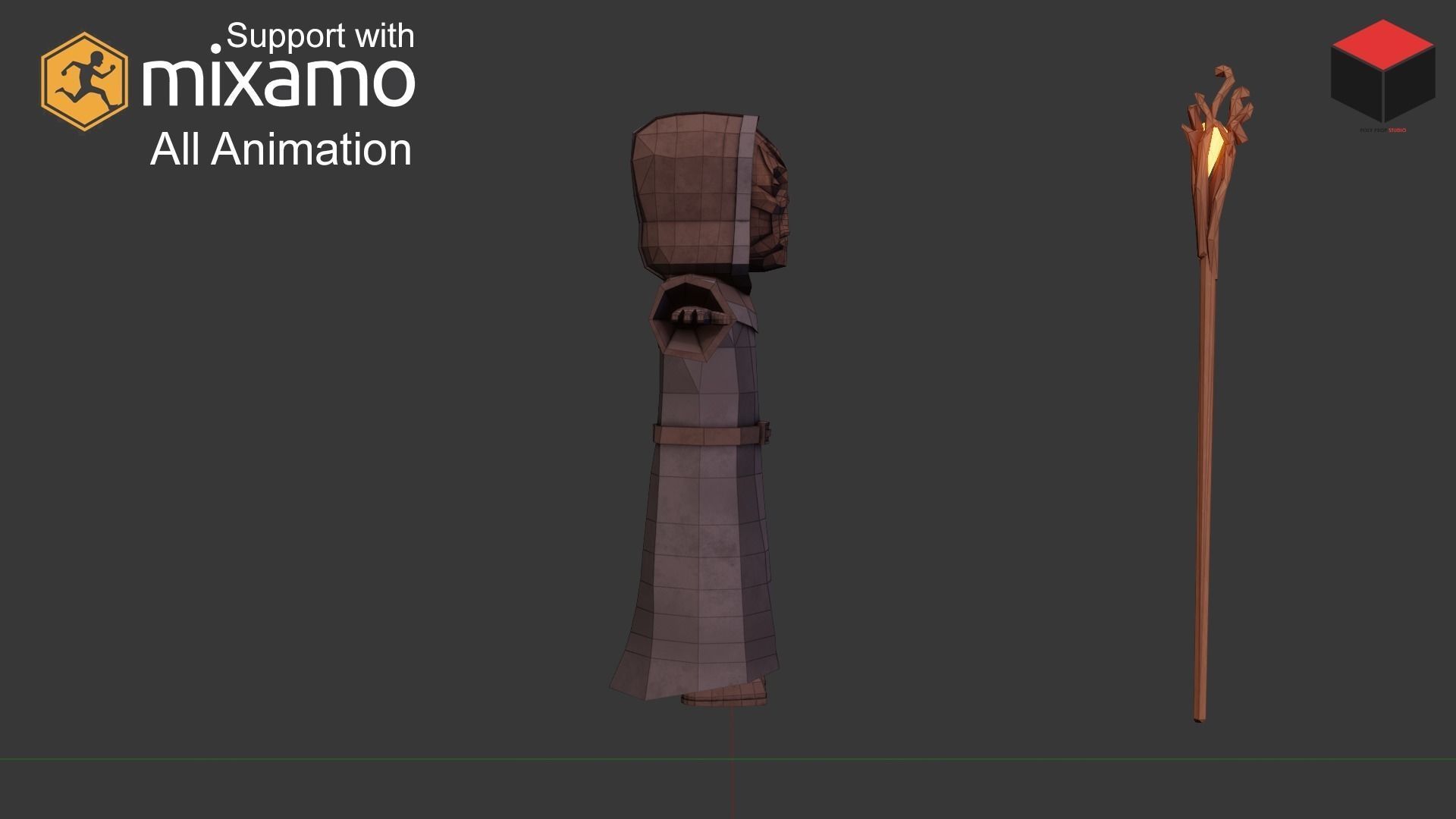 Priest Character Low-poly 3D model_4