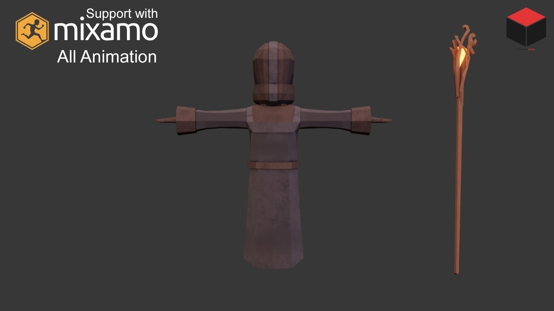 Priest Character Low-poly 3D model_5