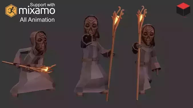 Priest Character Low-poly 3D model