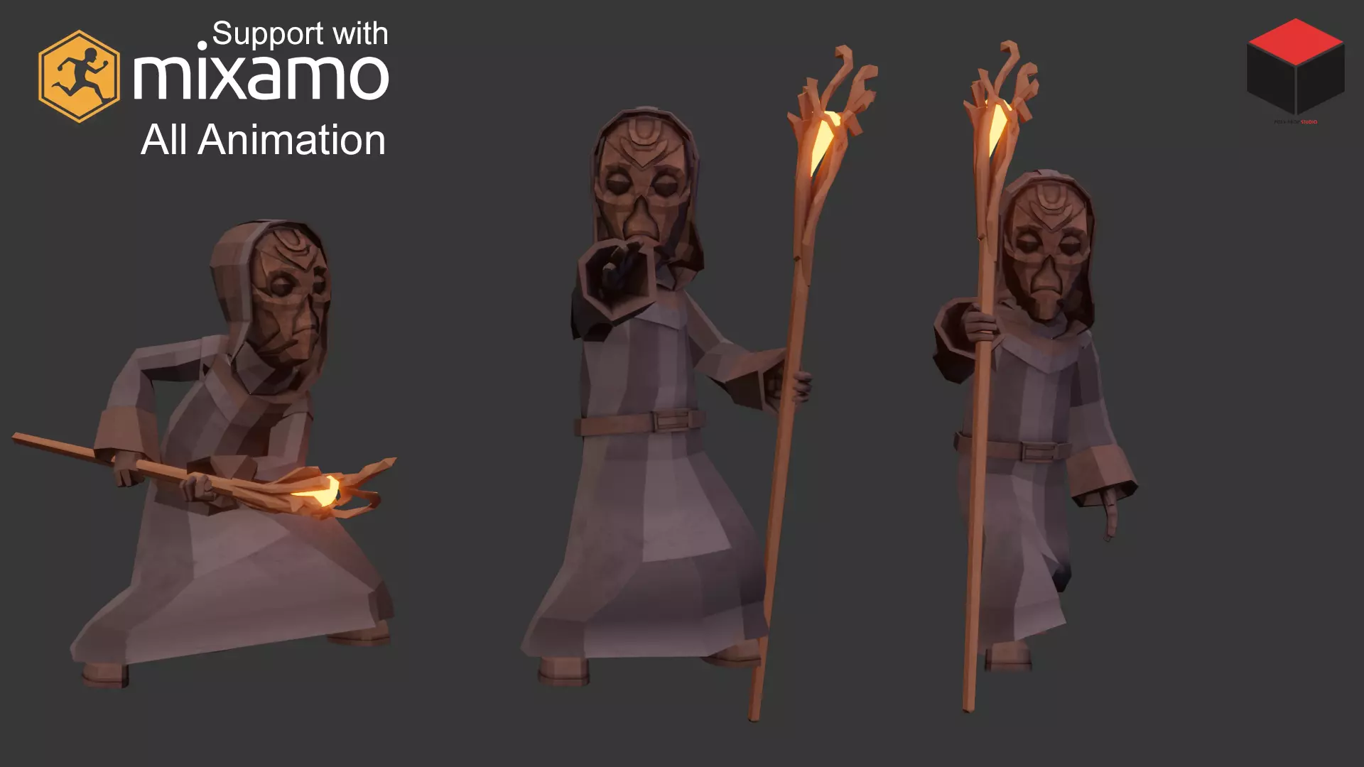 Priest Character Low-poly 3D model_0