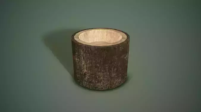 Tall Bark Bowl Free low-poly 3D model