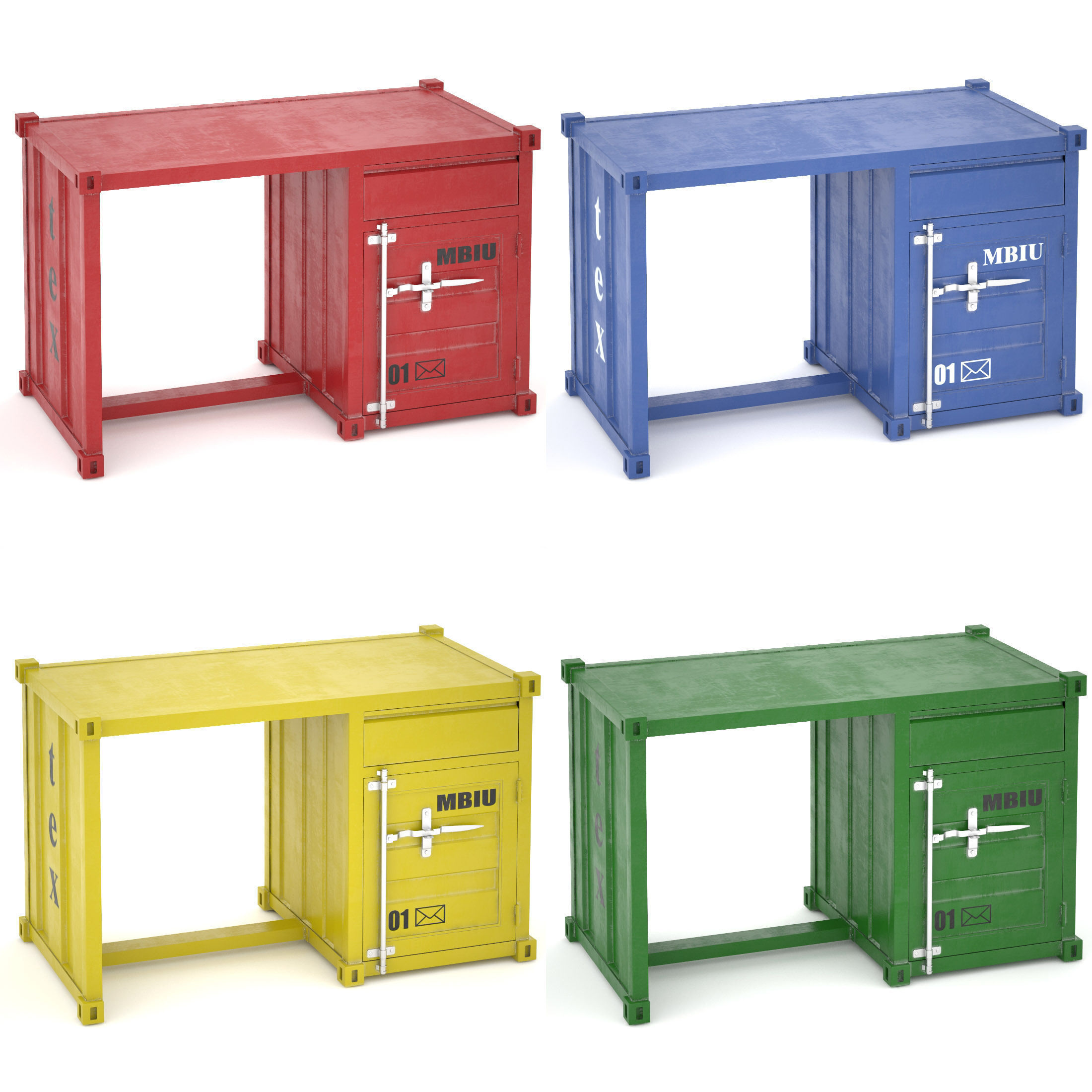 Sea Container desk 4 colors 3D model_5