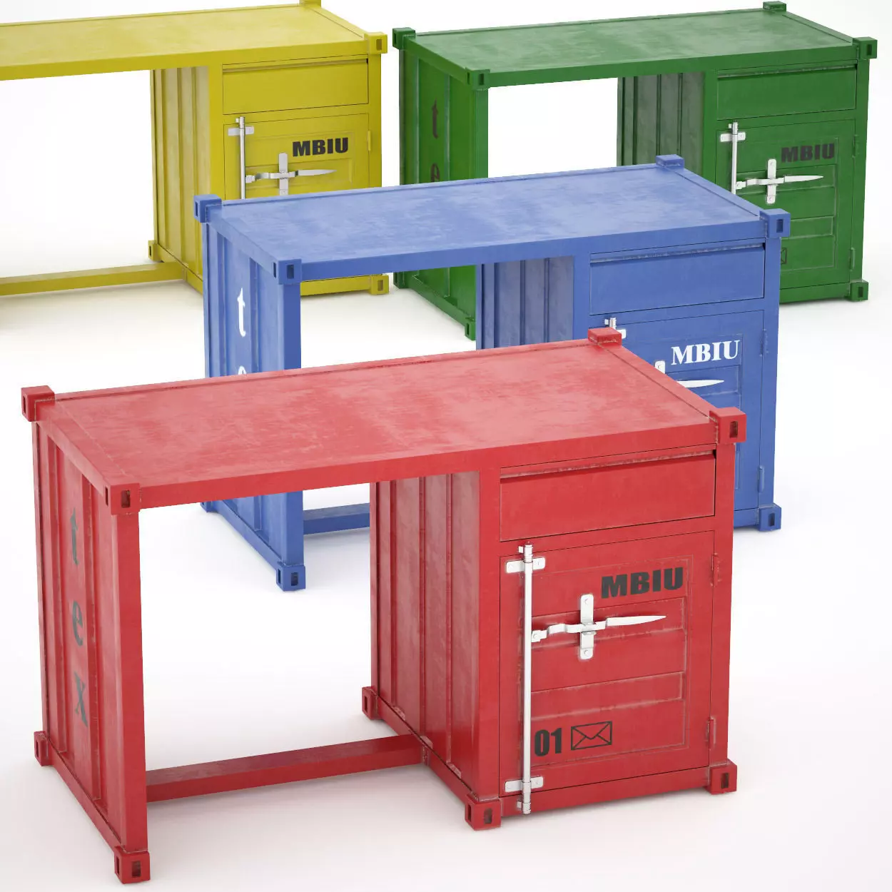 Sea Container desk 4 colors 3D model_0