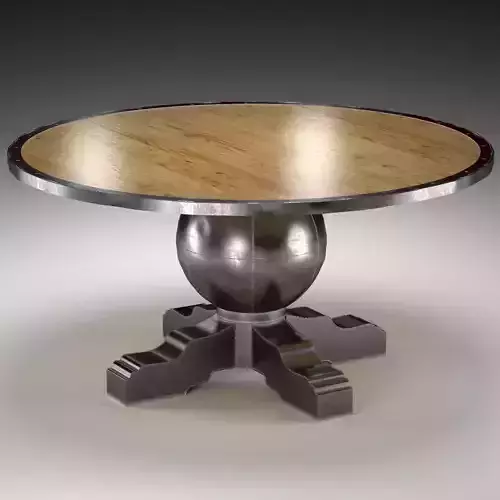 Enzo Industrial Loft Pine Metal Round Dining Table 3D model
