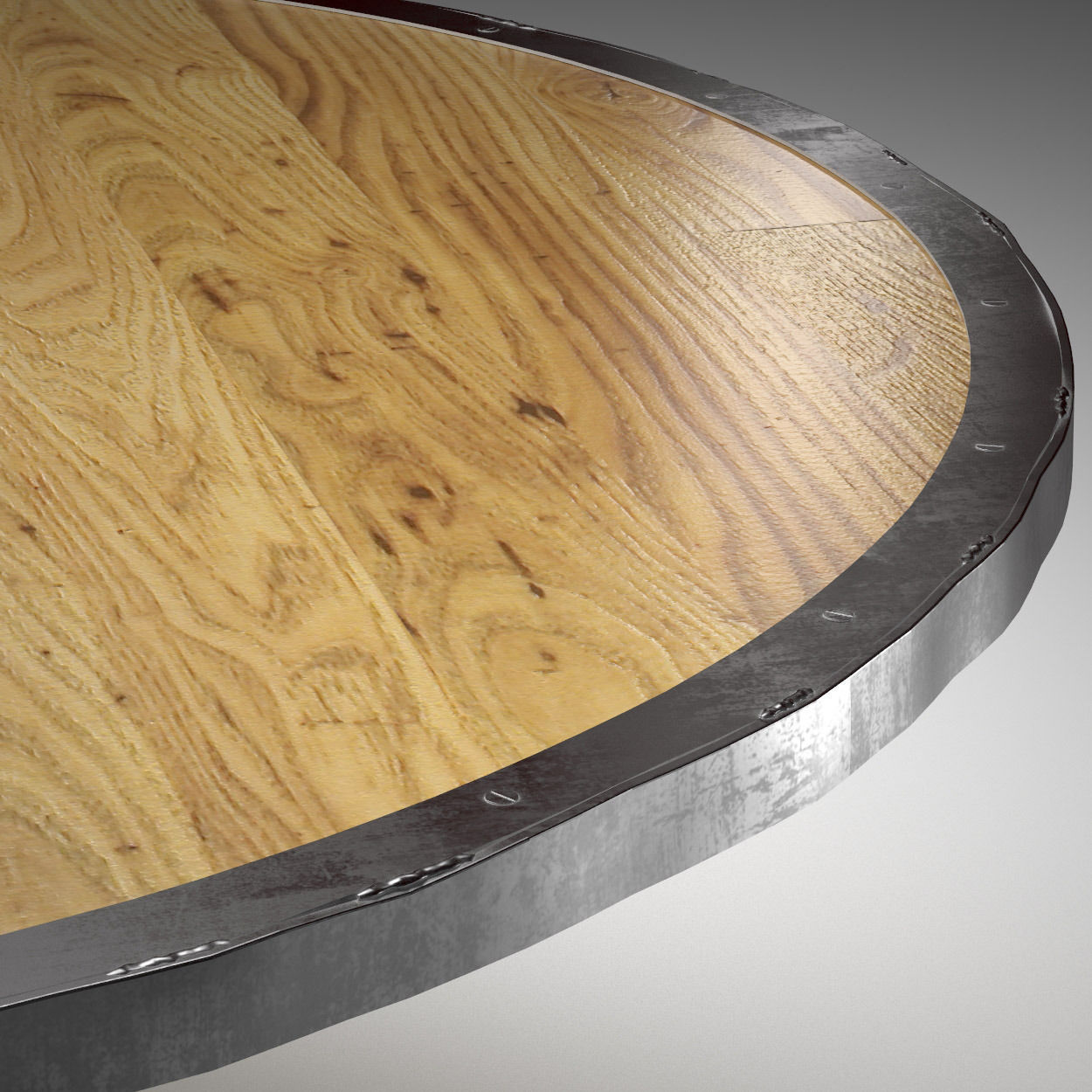 Enzo Industrial Loft Pine Metal Round Dining Table 3D model_4