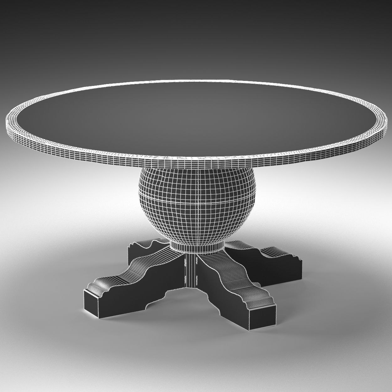 Enzo Industrial Loft Pine Metal Round Dining Table 3D model_1