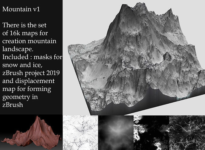 The set of tools for creation mountain 3D model