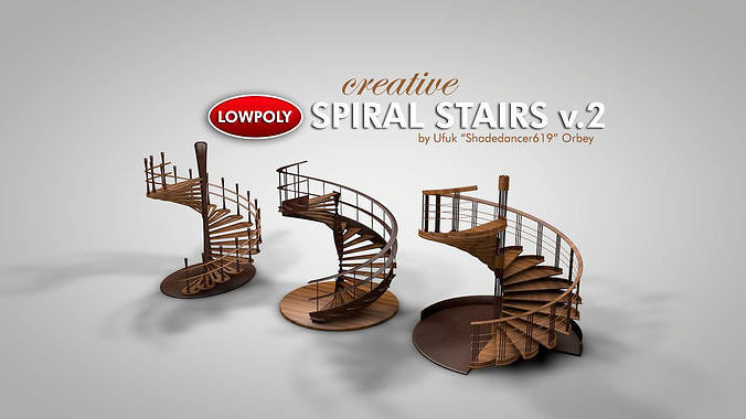 Creative Spiral Stairs Low-poly 3D model