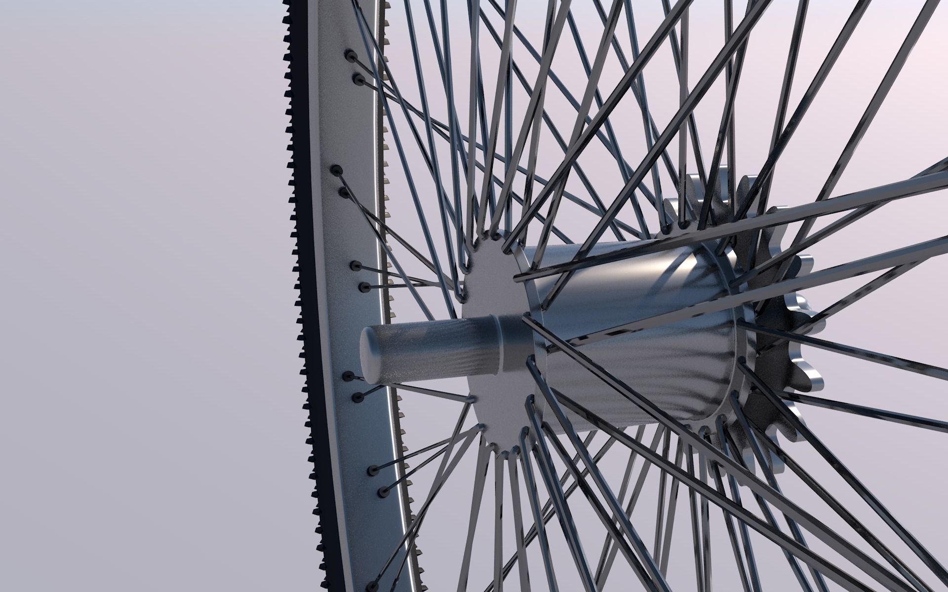 Bicycle wheel with spokes 3D model_2