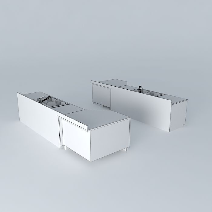 Kitchen Sink with Built in Dishwasher (lef... 3D Model MAX OBJ 3DS FBX ...