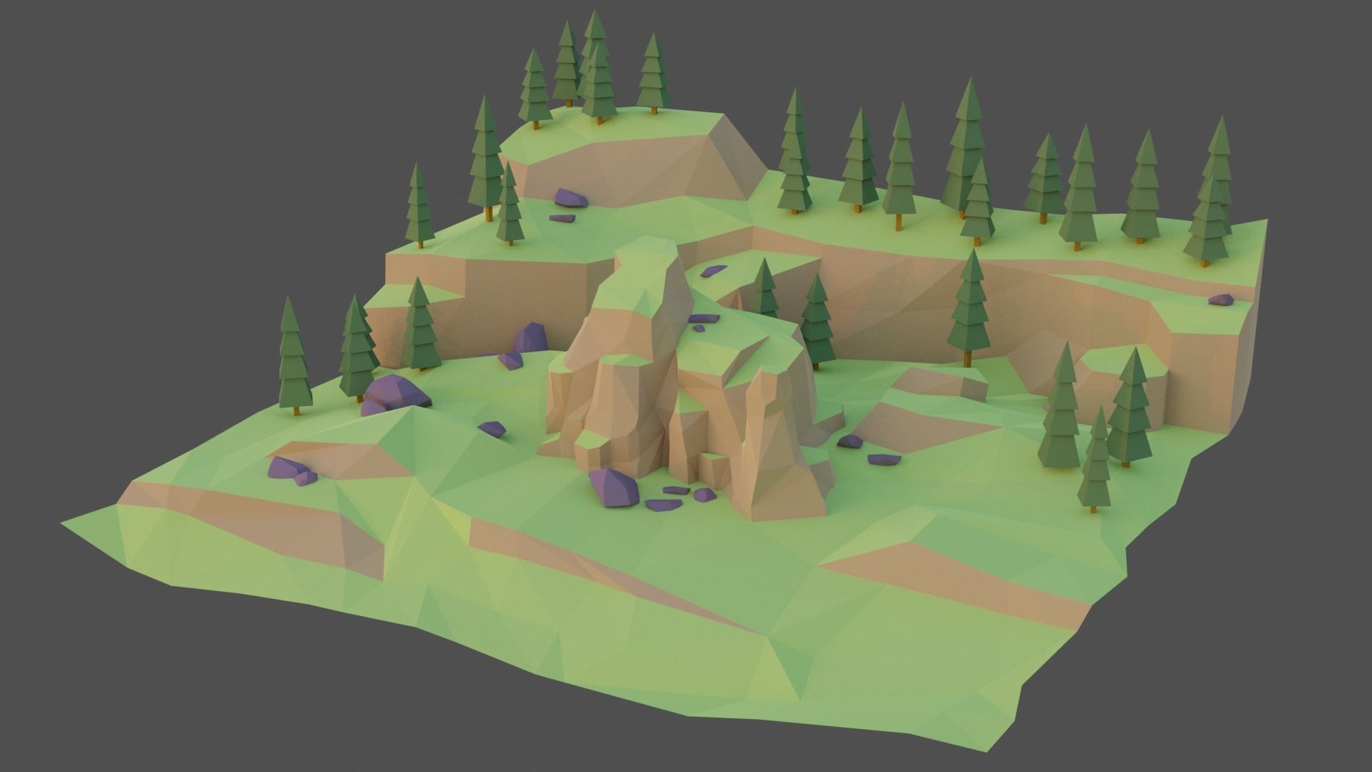 Landscape Forest Low-poly 3D model_3