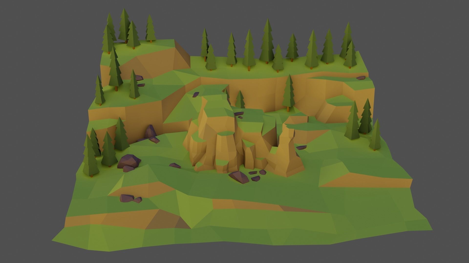 Landscape Forest Low-poly 3D model_25