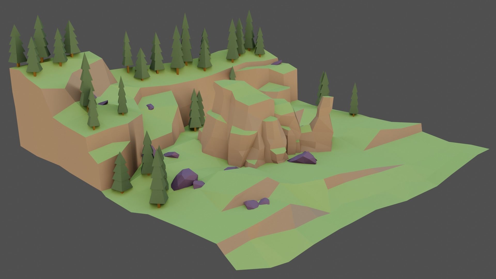 Landscape Forest Low-poly 3D model_8