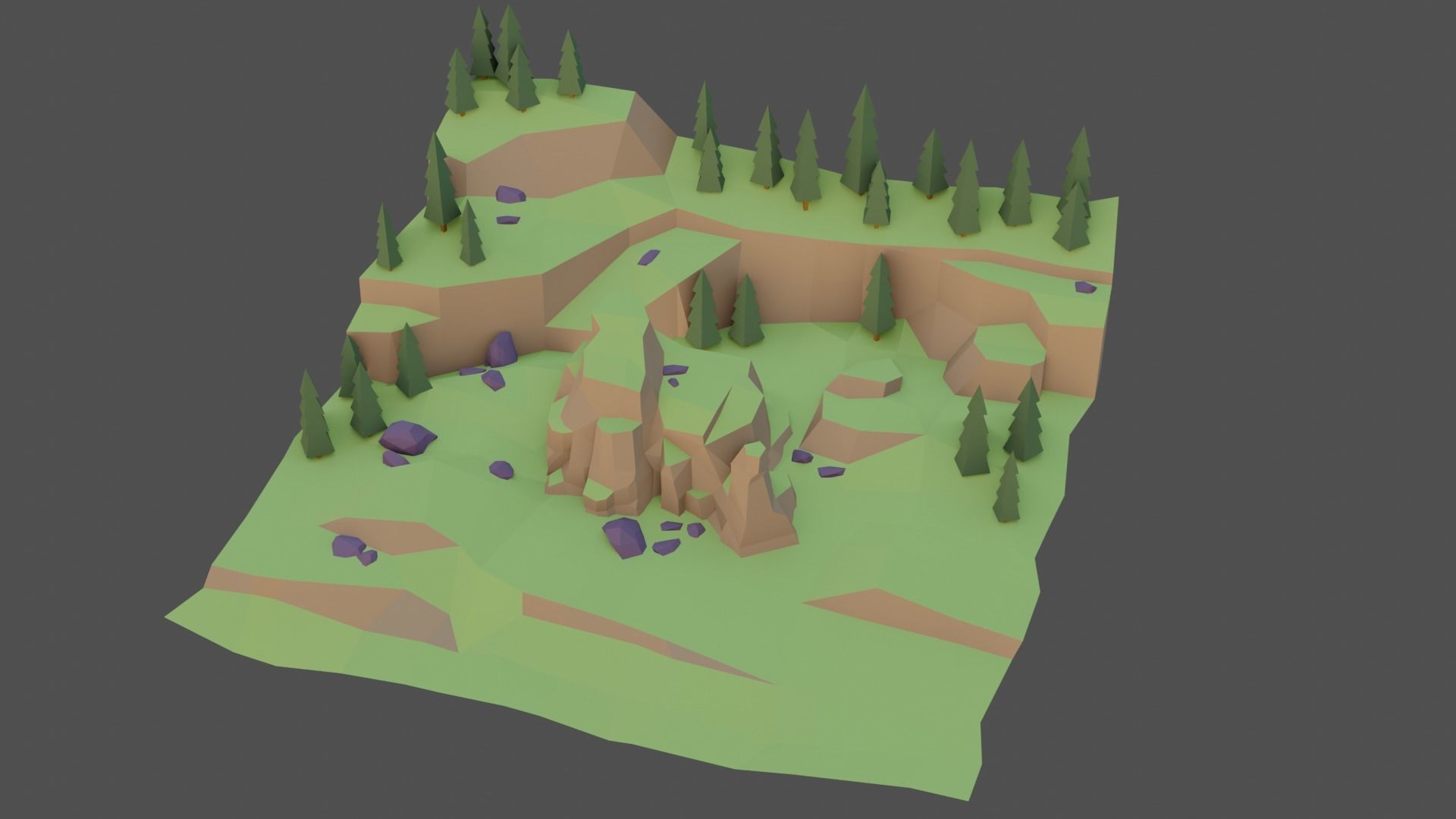 Landscape Forest Low-poly 3D model_23