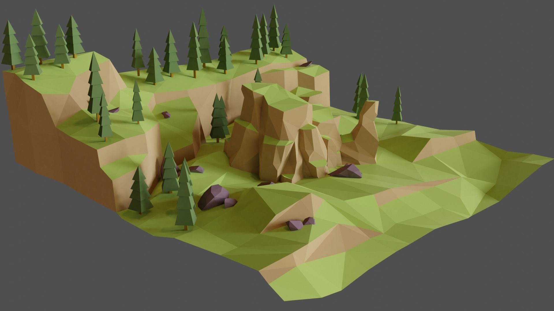 Landscape Forest Low-poly 3D model_2