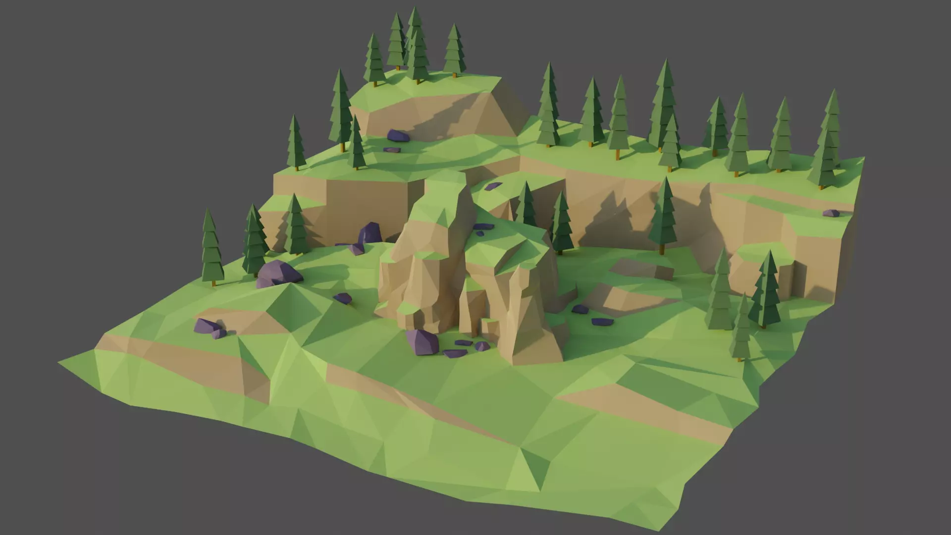 Landscape Forest Low-poly 3D model_0