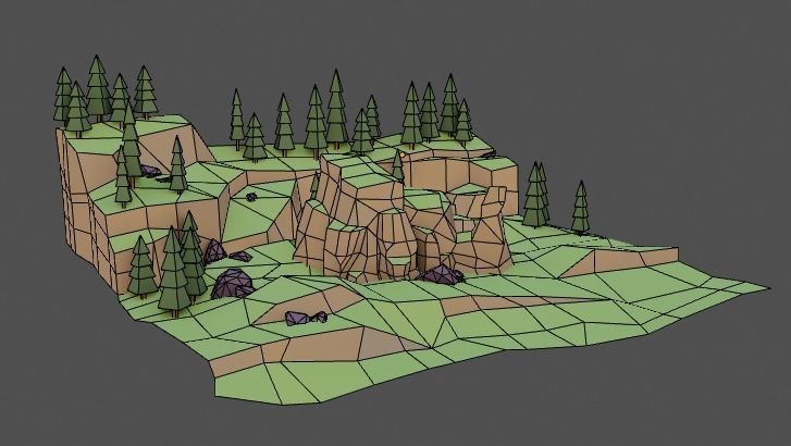 Landscape Forest Low-poly 3D model_14