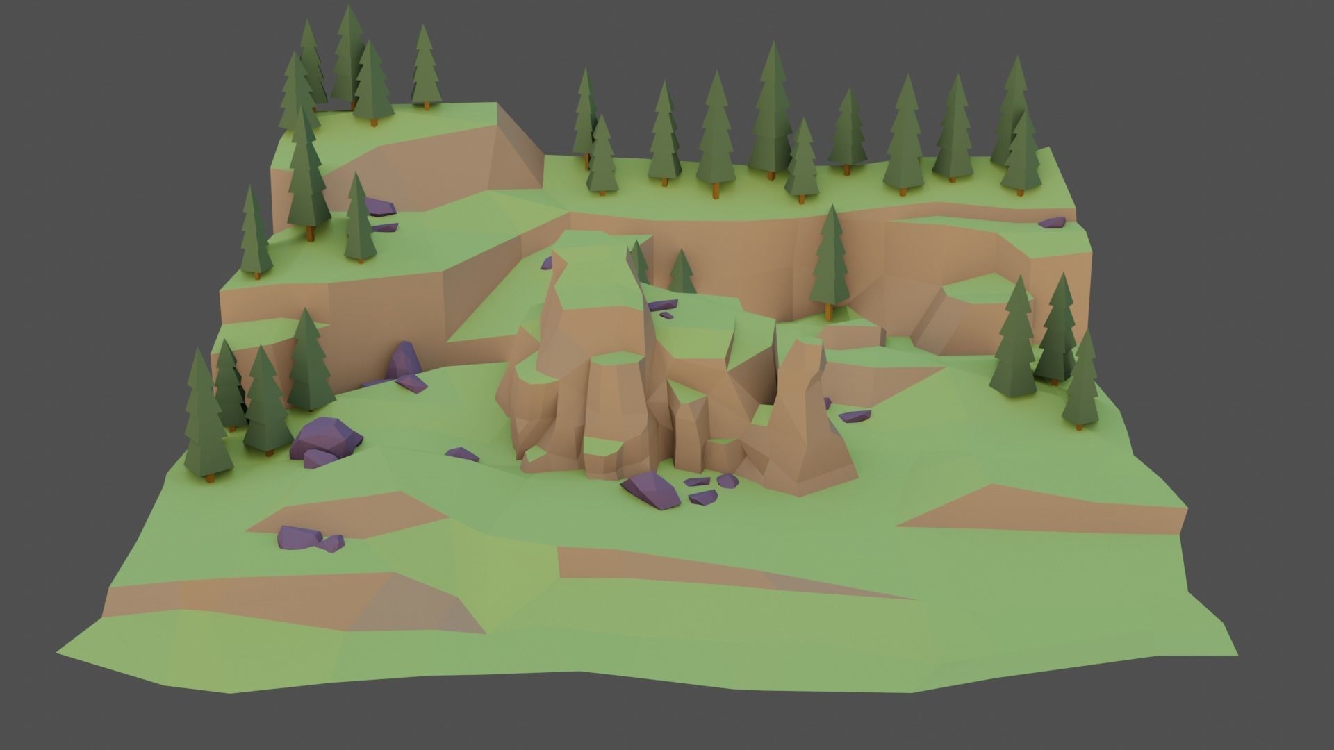 Landscape Forest Low-poly 3D model_9