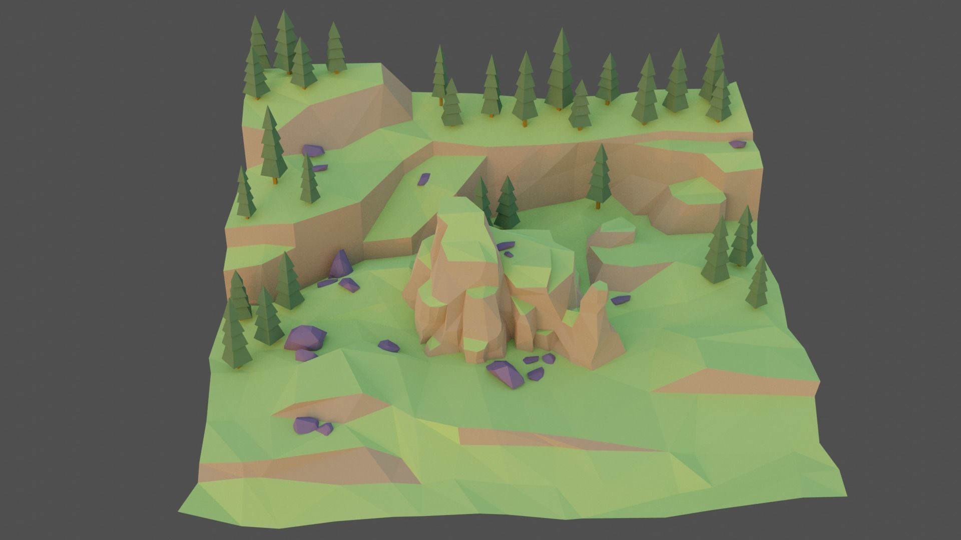 Landscape Forest Low-poly 3D model_4