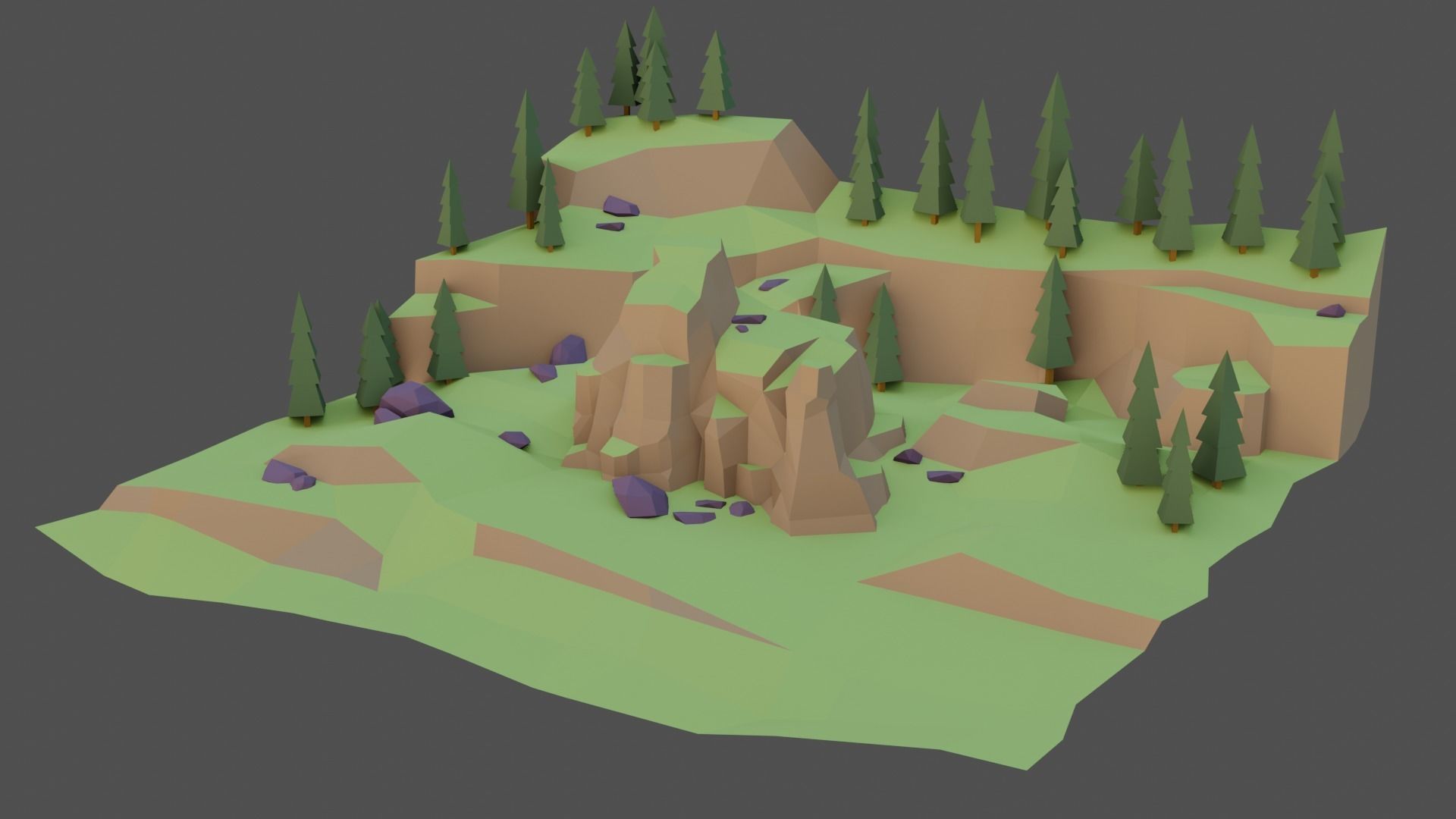 Landscape Forest Low-poly 3D model_17
