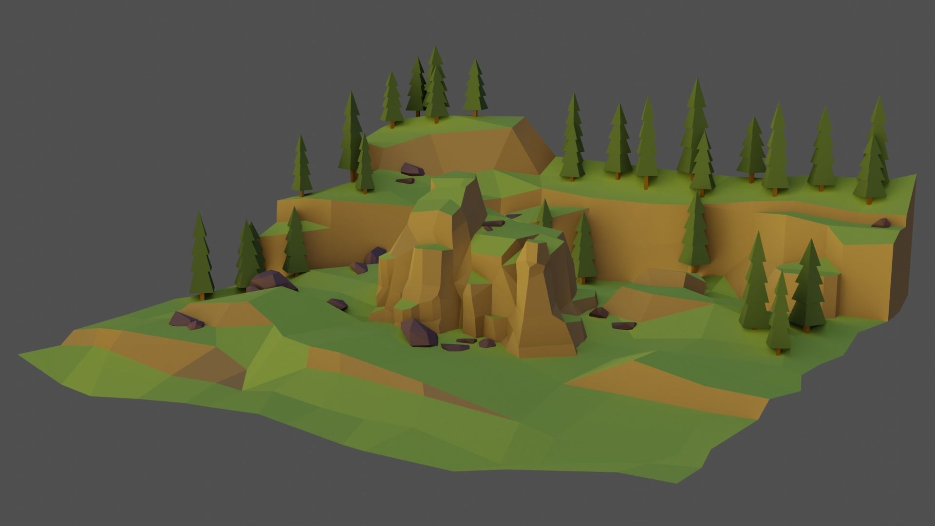 Landscape Forest Low-poly 3D model_26