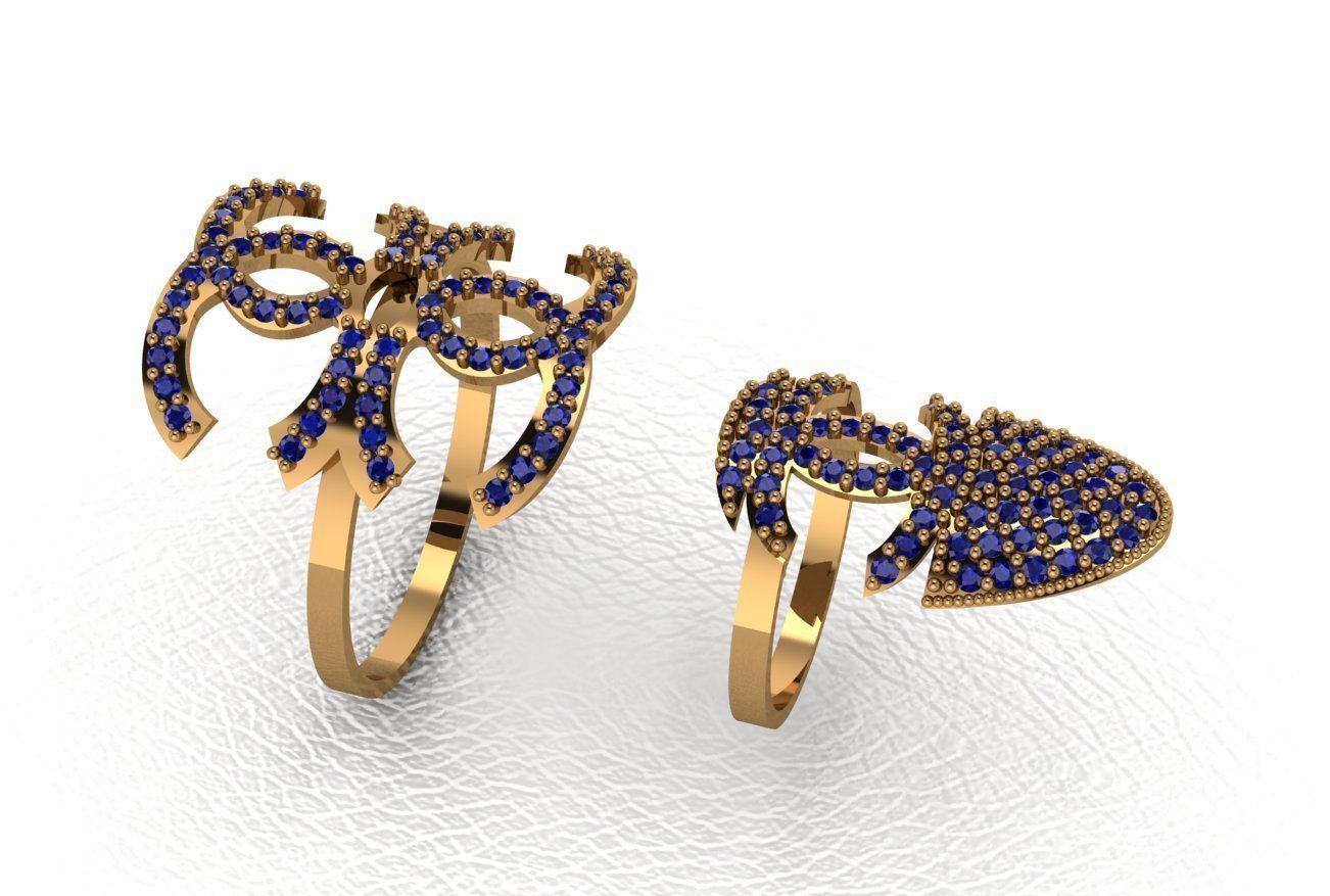 Classical diamond rings 3D print model_4