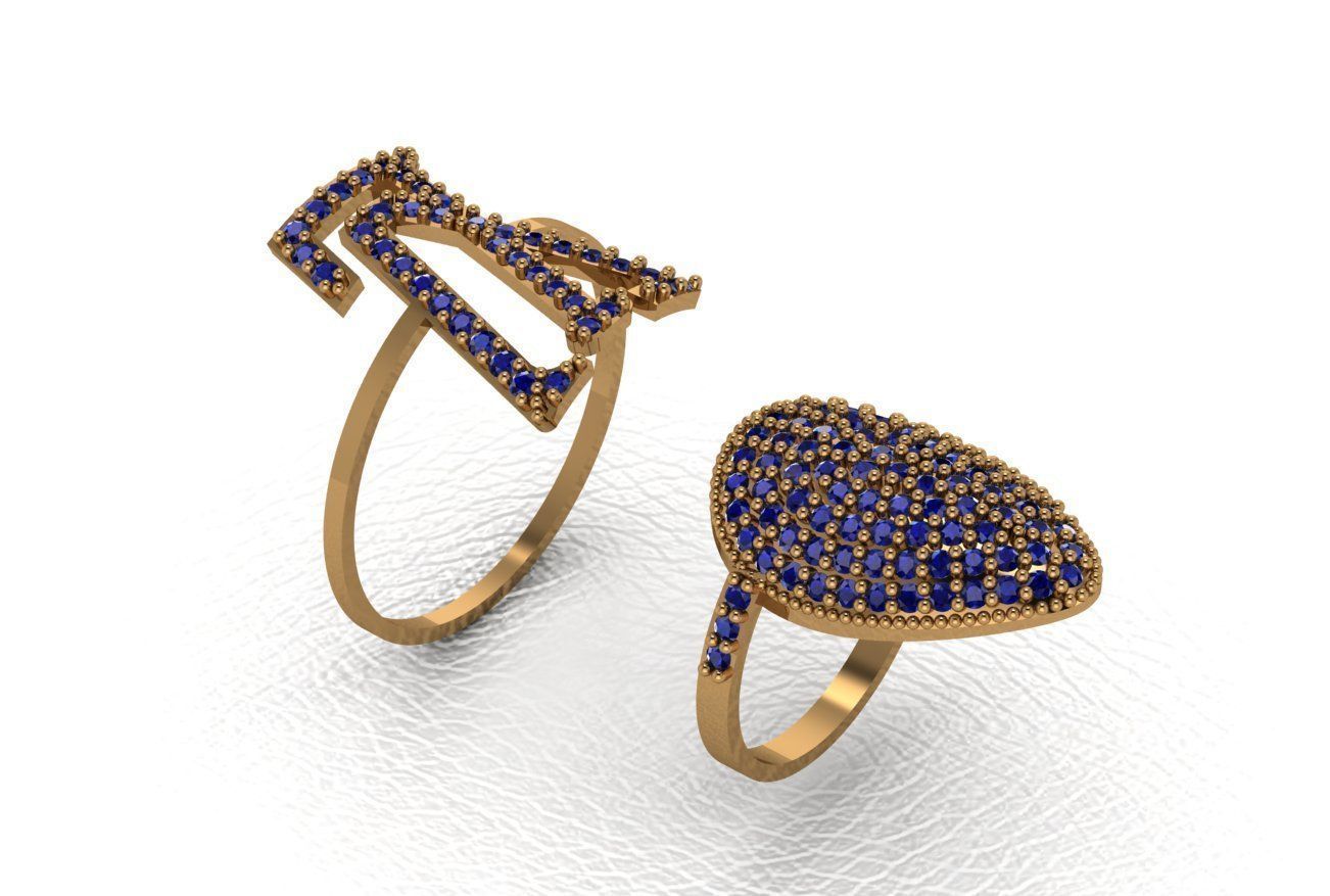 Classical diamond rings 3D print model_1