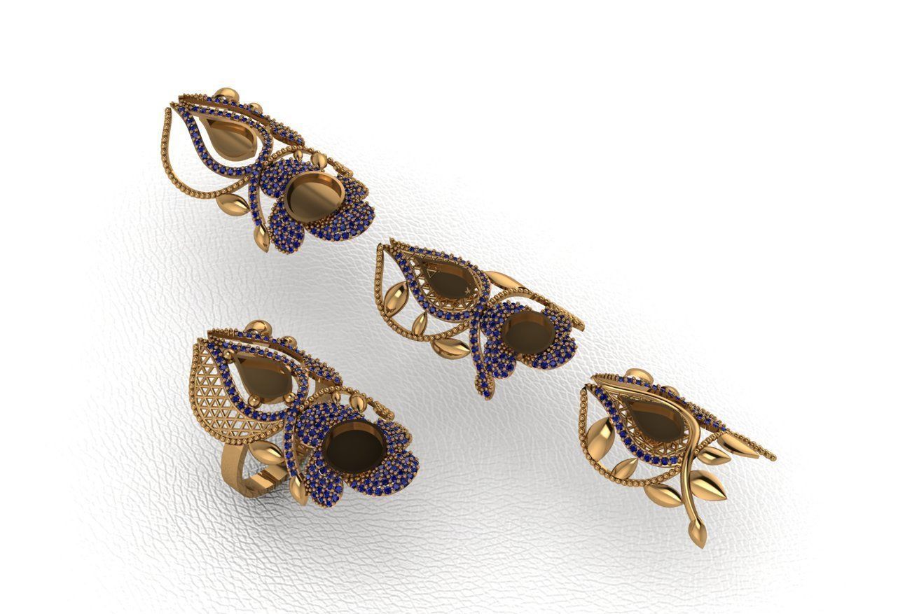 Classical diamond rings 3D print model_35