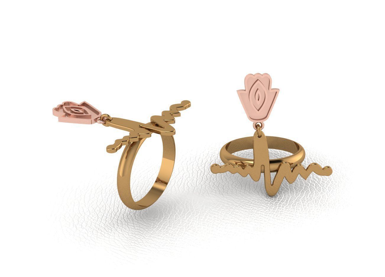Classical diamond rings 3D print model_7