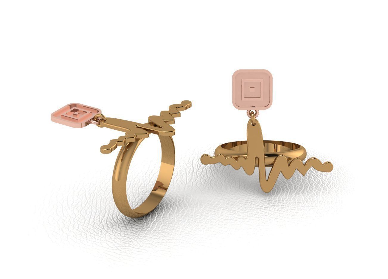 Classical diamond rings 3D print model_9