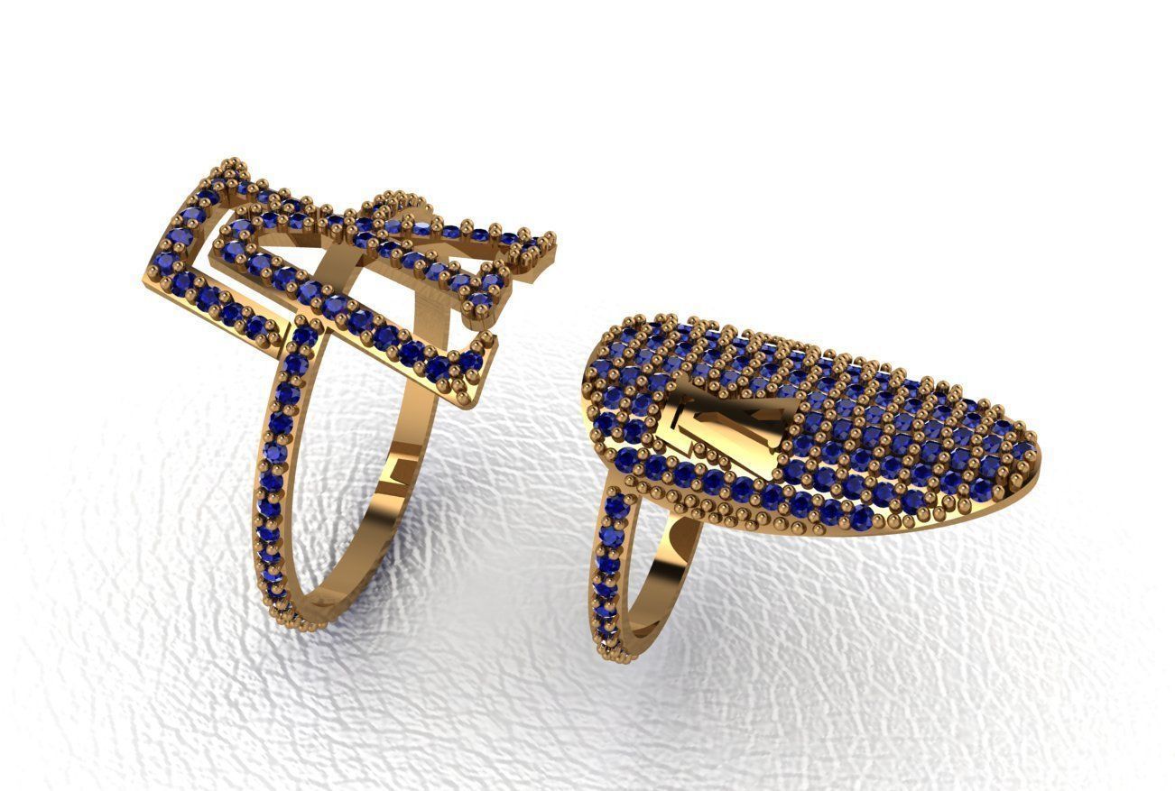 Classical diamond rings 3D print model_31