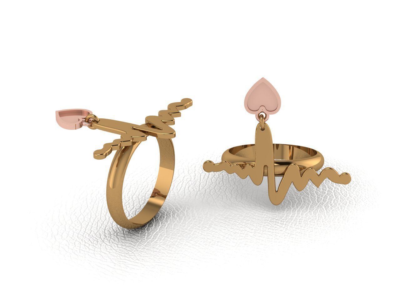 Classical diamond rings 3D print model_10