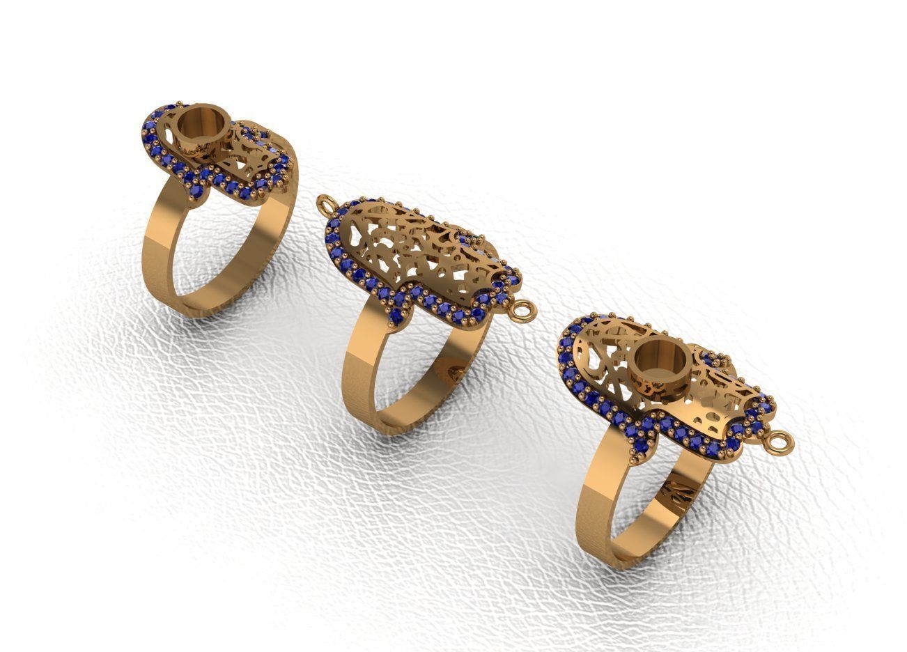 Classical diamond rings 3D print model_30