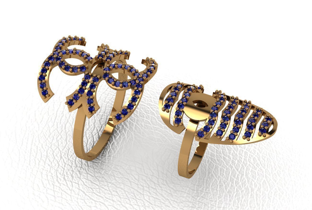 Classical diamond rings 3D print model_22