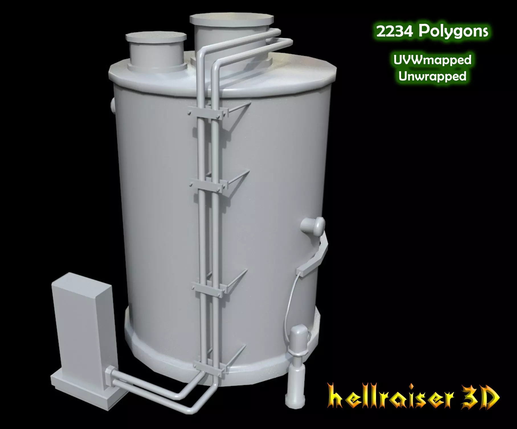 Boiler gas tank Low-poly 3D model_0
