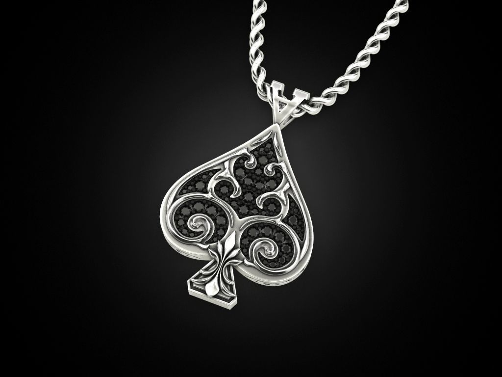 Pendant Ace of spades 3D print model_2