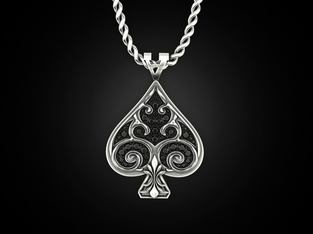 Pendant Ace of spades 3D print model_3