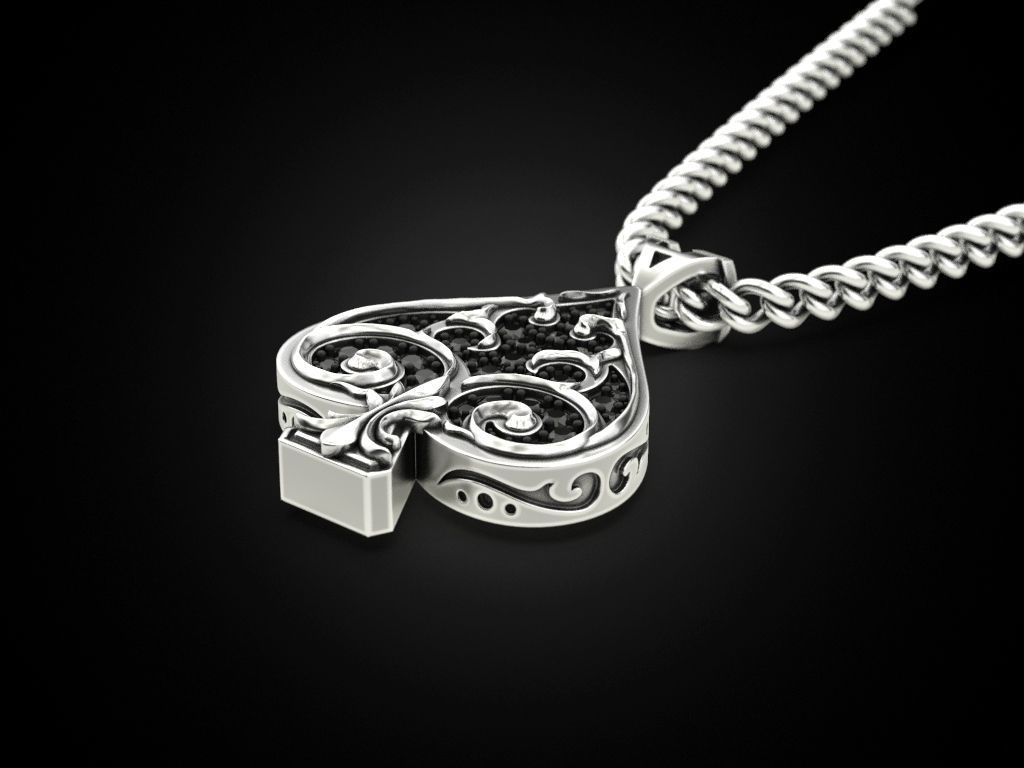 Pendant Ace of spades 3D print model_6