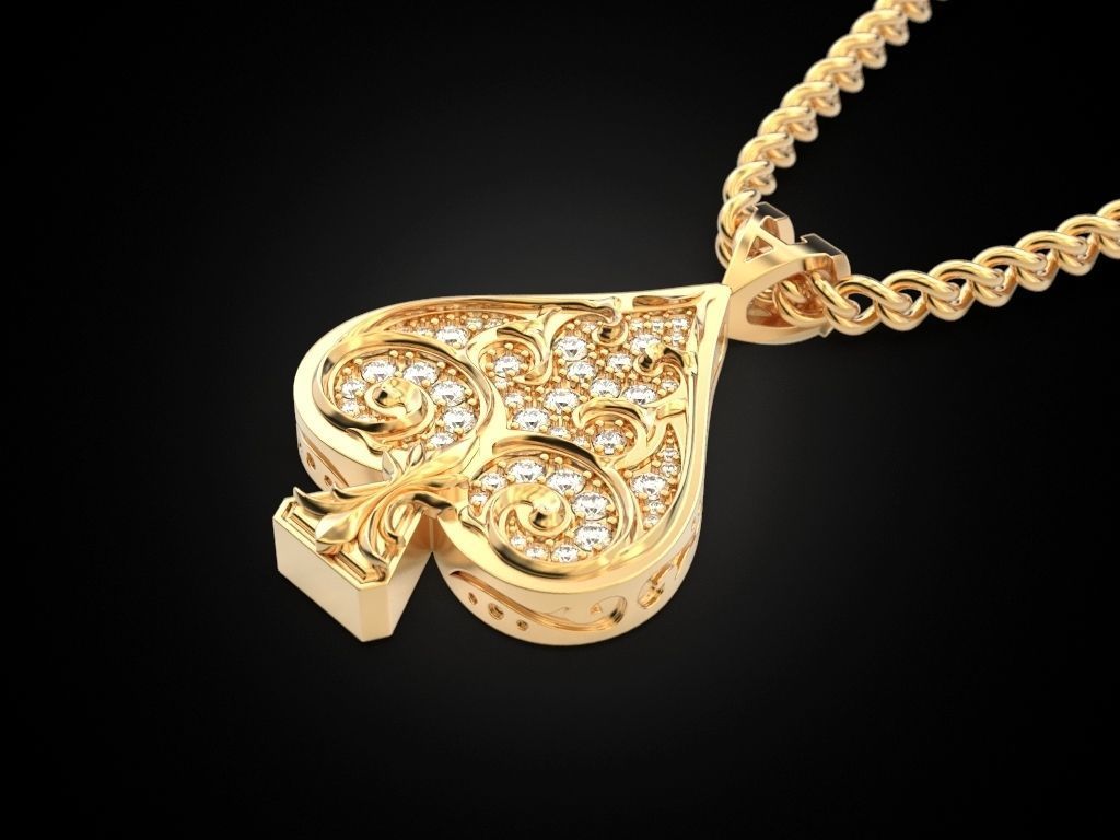 Pendant Ace of spades 3D print model_10