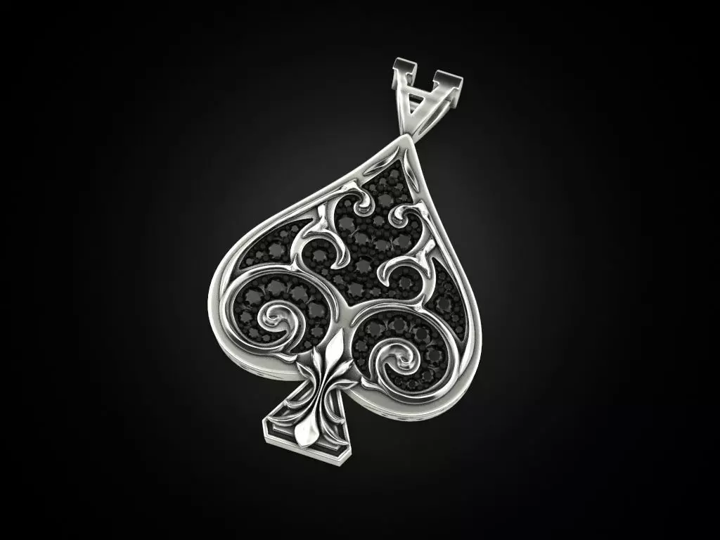 Pendant Ace of spades 3D print model_0